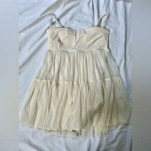POPFLEX Cream Tiered Dress